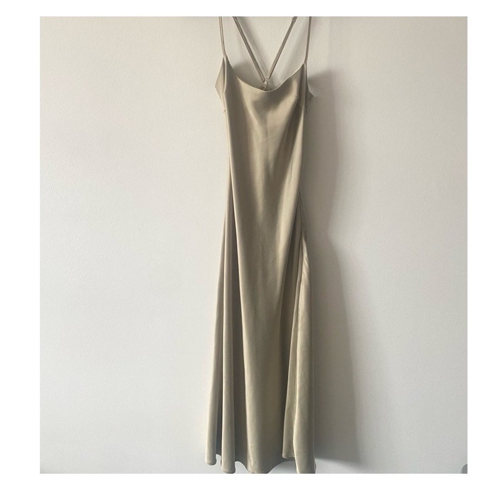 Nasty Gal Satin Midi Slip Dress Champagne Minimalist Glam Chic Elevated  Elegant